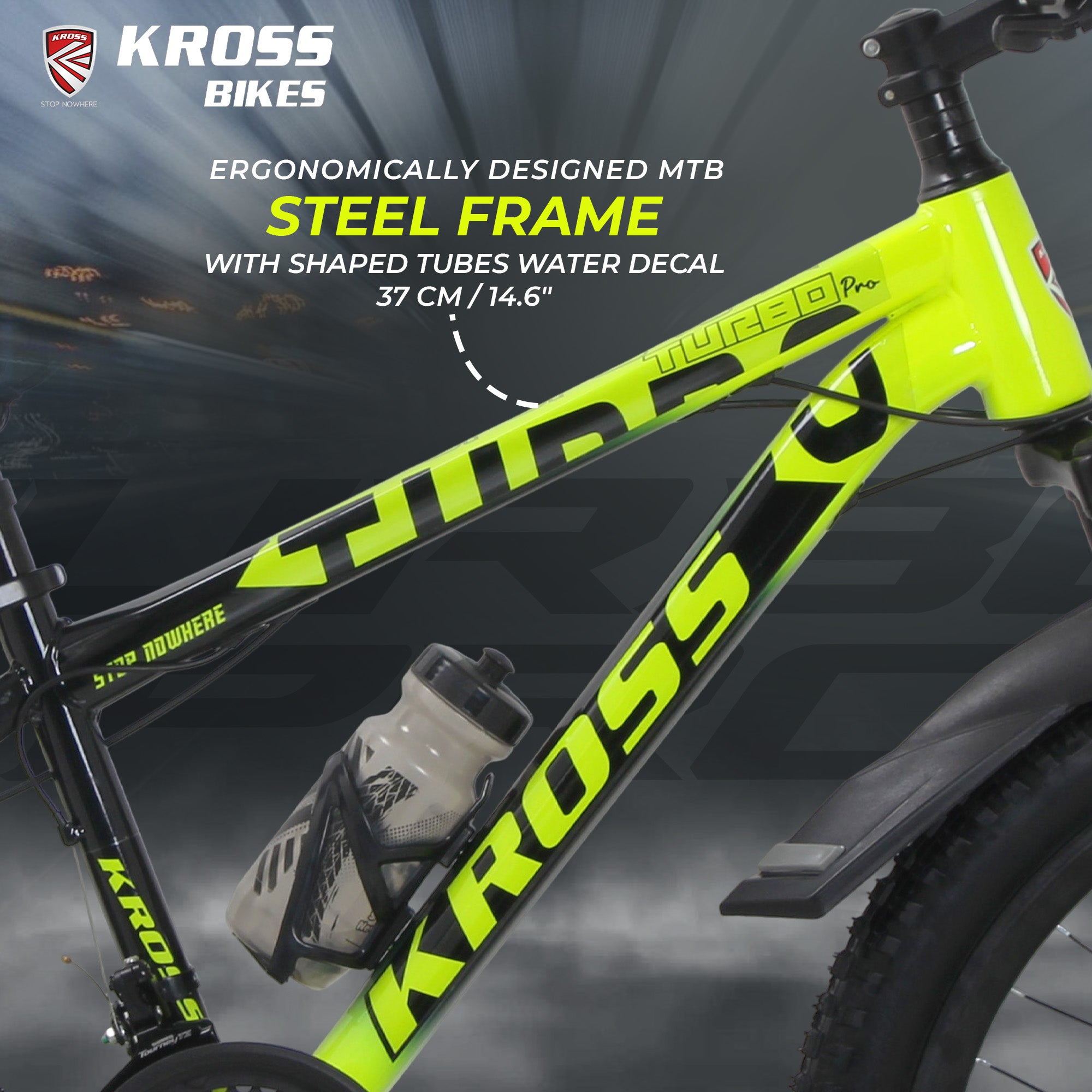 Kross Turbo Pro 26T 21 Speed Geared Mountain Bike, Green & Black, Suspension & Dual Disc Brakes