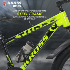 Kross Turbo Pro 26T 21 Speed Geared Mountain Bike, Green & Black, Suspension & Dual Disc Brakes