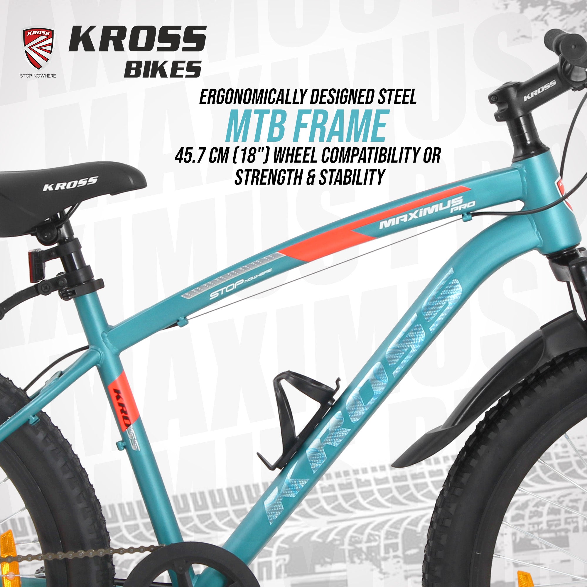 Kross Maximus Pro 26T Single Speed Mountain Bike with Suspension Fork, Dual Disc Brakes, Steel Frame, 2.4” Tyres & Alloy Double-Wall Rims (Blue)