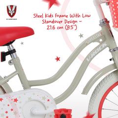 V Rock Superstar 16T Kids Bicycle – Cream | Training Wheels | Basket | Steel Frame