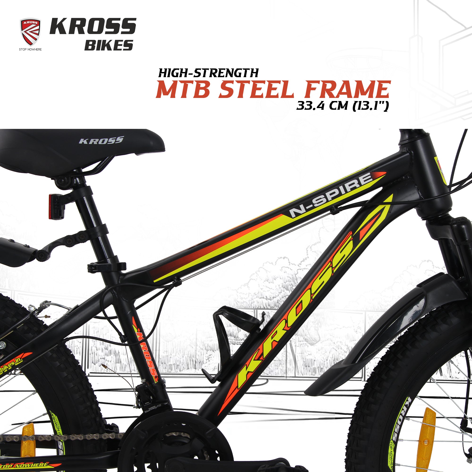 KROSS N-Spire 24T 21-Speed Mountain Cycle with Suspension Fork & Disc Brake – Matte Black