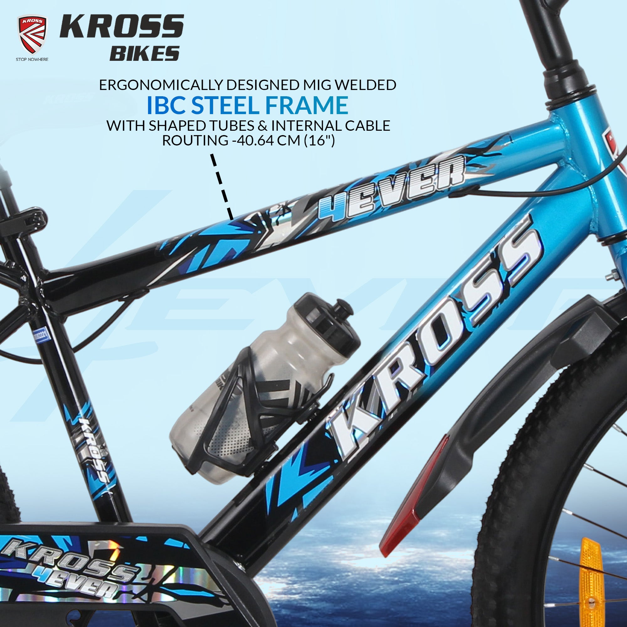 Kross 4EVER 24T Single Speed Kids Bicycle for Boys & Girls | 24 Inch Steel Frame | V-Brakes | Blue-Black