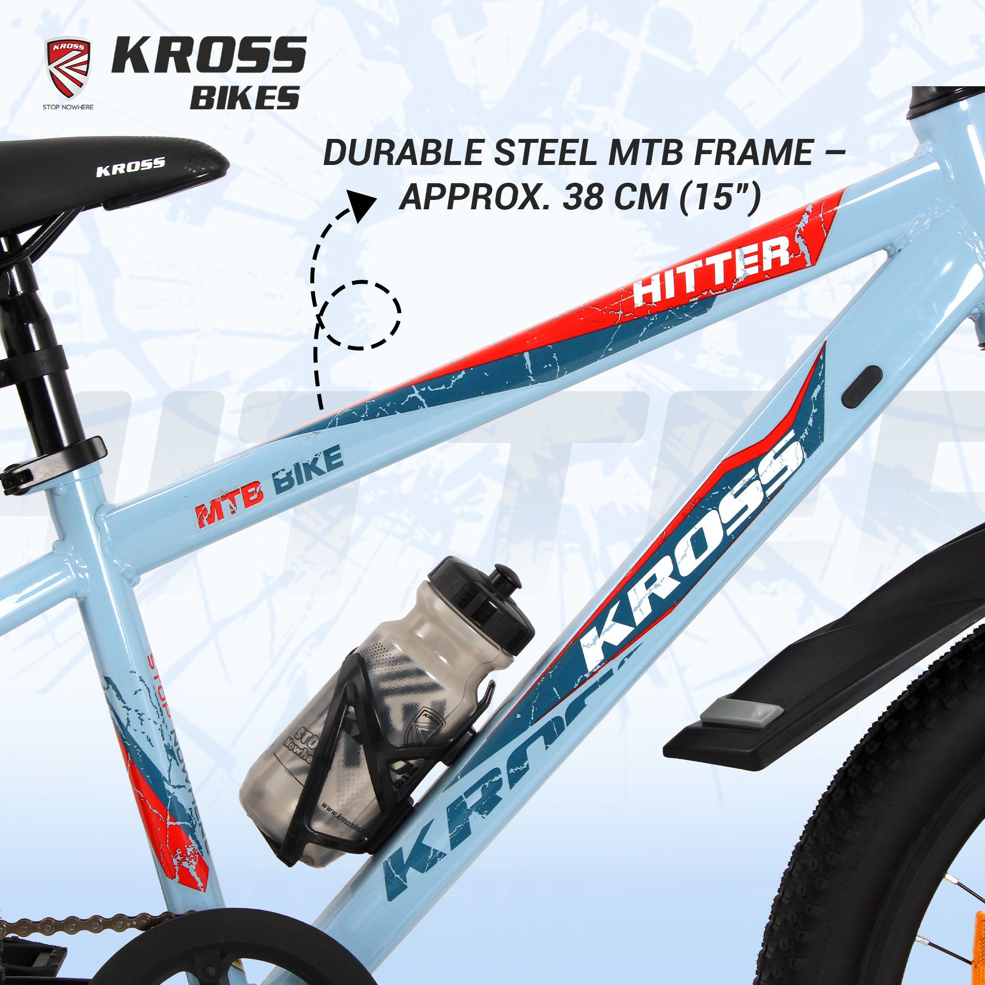 Kross Hitter 24T Mountain Bicycle for Kids (9–13 Years) with Dual Disc Brakes & Suspension Fork – Blue