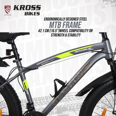 KROSS Maximus Pro 26T 21-Speed MTB with Dual Disc Brakes & Suspension – Grey