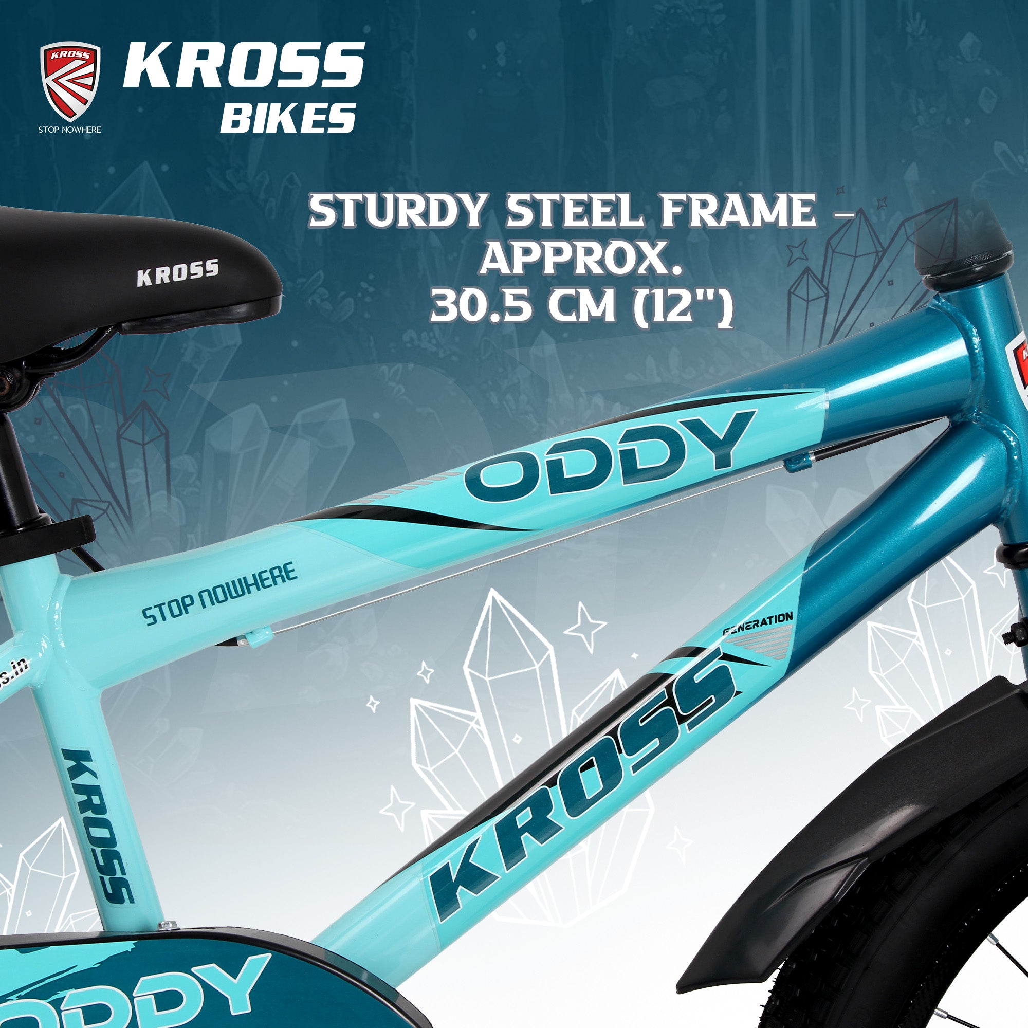 Kross Oddy 20T Kids Bicycle with Training Wheels, V-Brakes, Steel Frame, Aqua Blue-Green