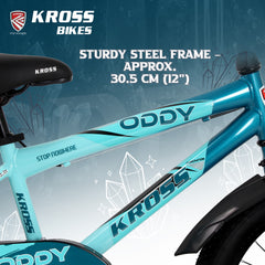 Kross Oddy 20T Kids Bicycle with Training Wheels, V-Brakes, Steel Frame, Aqua Blue-Green
