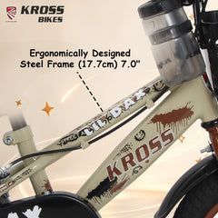 Kross Lil Dax 12T Kids Bicycle for Boys & Girls | Steel Frame | Training Wheels | Basket & Backrest | Cream & Brown