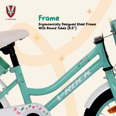 V ROCK Magic 14T Kids Bicycle – Magic White with Turquoise Accessories | Training Wheels | Basket & Doll Carrier (Copy)