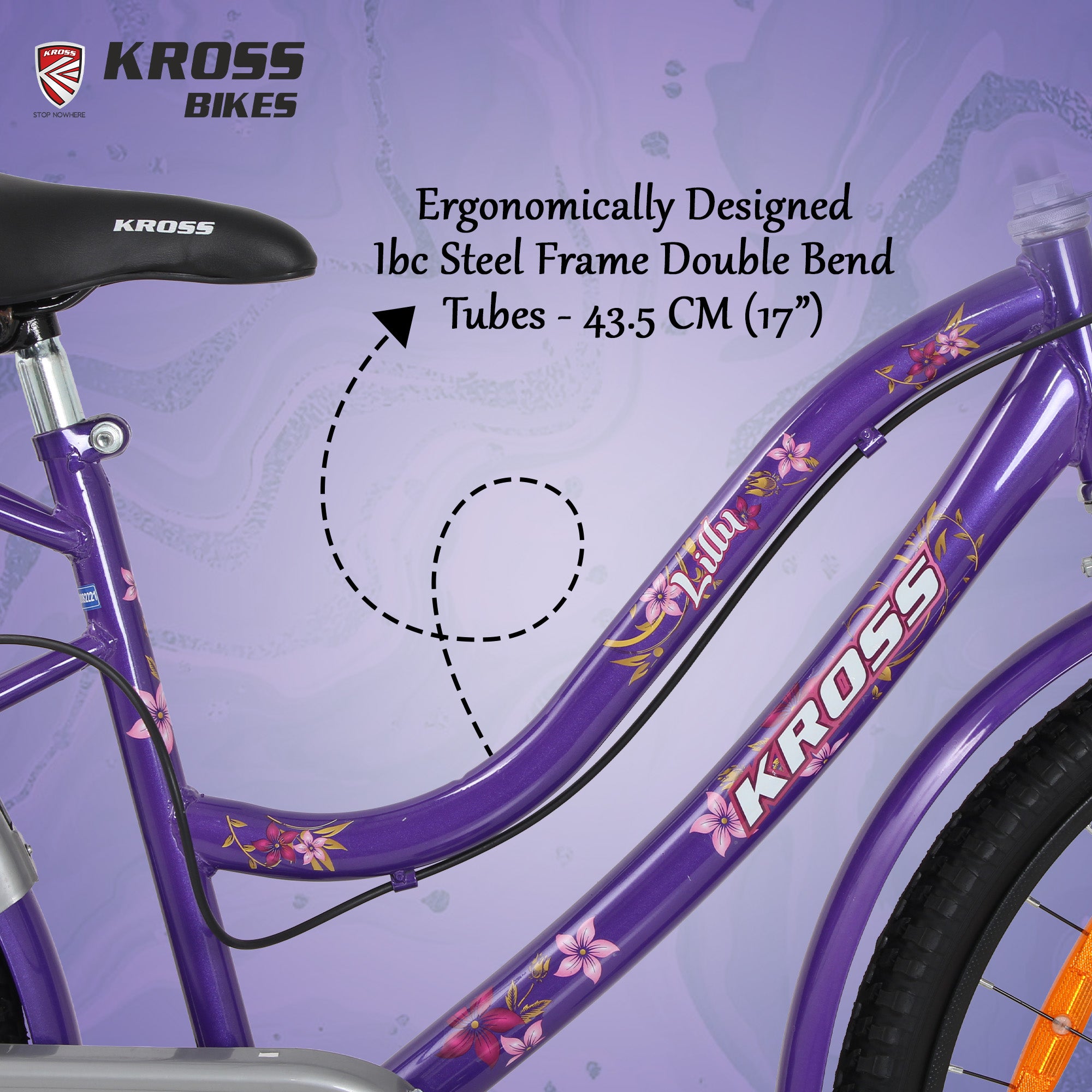 Kross Lilly 26T Purple Single Speed City Bicycle with Basket | Steel Frame