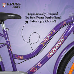 Kross Lilly 26T Purple Single Speed City Bicycle with Basket | Steel Frame
