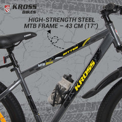 Kross Hitter 29T Mountain Bike – Single Speed, Dual Disc Brakes, Front Suspension, Alloy Rims, 29” Wheels (Grey)