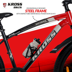 Kross Maximus Plus 26T Steel Single Speed Mountain Bike with Front & Rear Disc Brakes (26x2.40T, Red Alloy Rims)