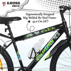 Kross Boom Boom 26T Inbuilt Carrier| Single Speed Mountain Cycle with Caliper Brakes | 26 Inch (Black)