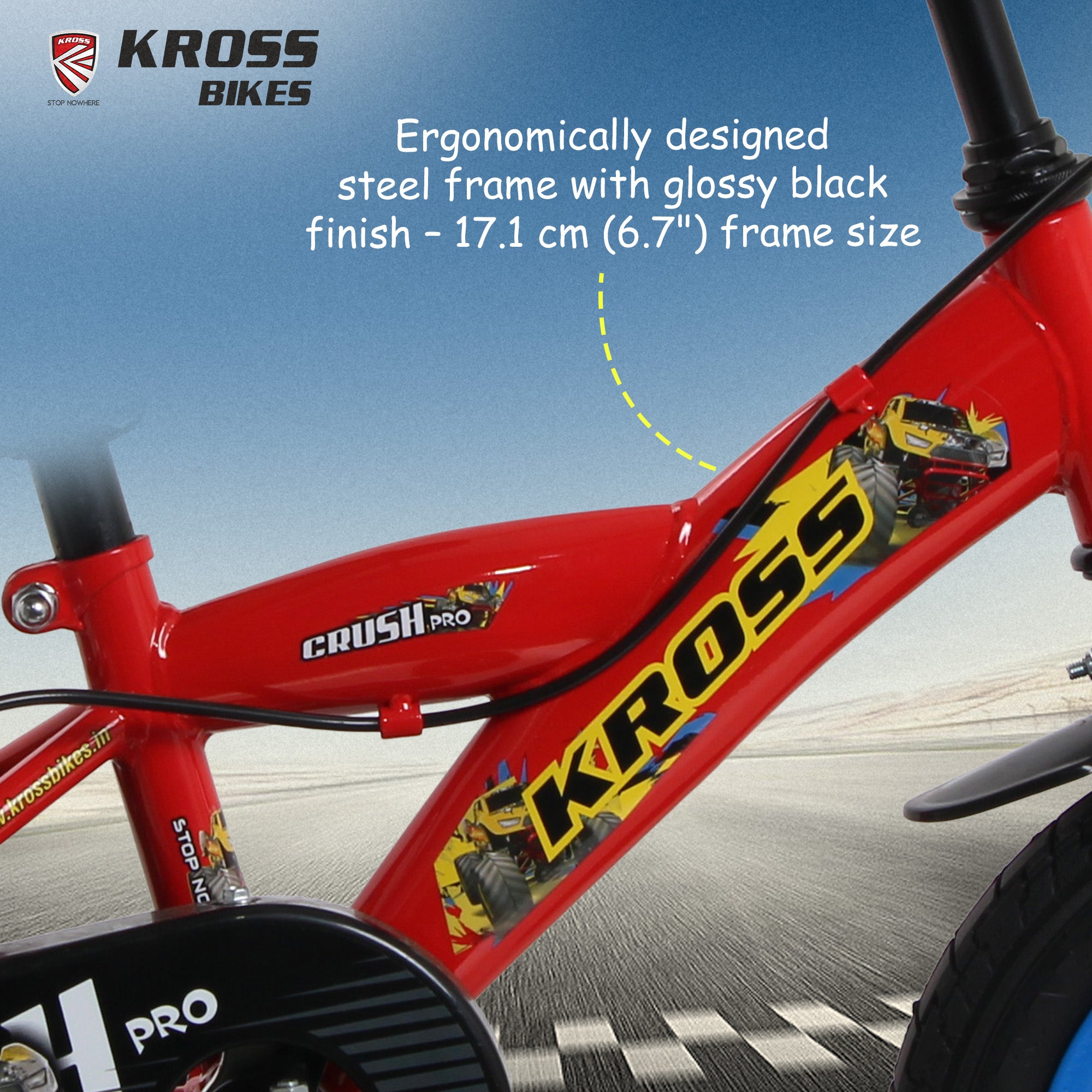 KROSS Crush Pro 12T Kids Bicycle for Age 3–5 Years | Height 85–105 cm | Single Speed | Red