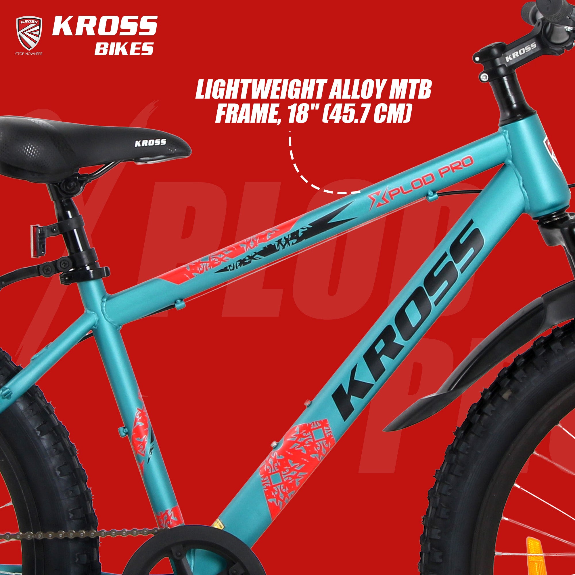 Kross Xplod Pro 26T Mountain Bike with Suspension Fork, Dual Disc Brakes, Alloy Frame, 26 x 3.0 Wide Tyres, Single Speed