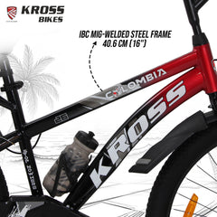 Kross Colombia 26T IBC V-Brake Single Speed Bicycle with Mudguard & Bottle Cage (Red/Black)