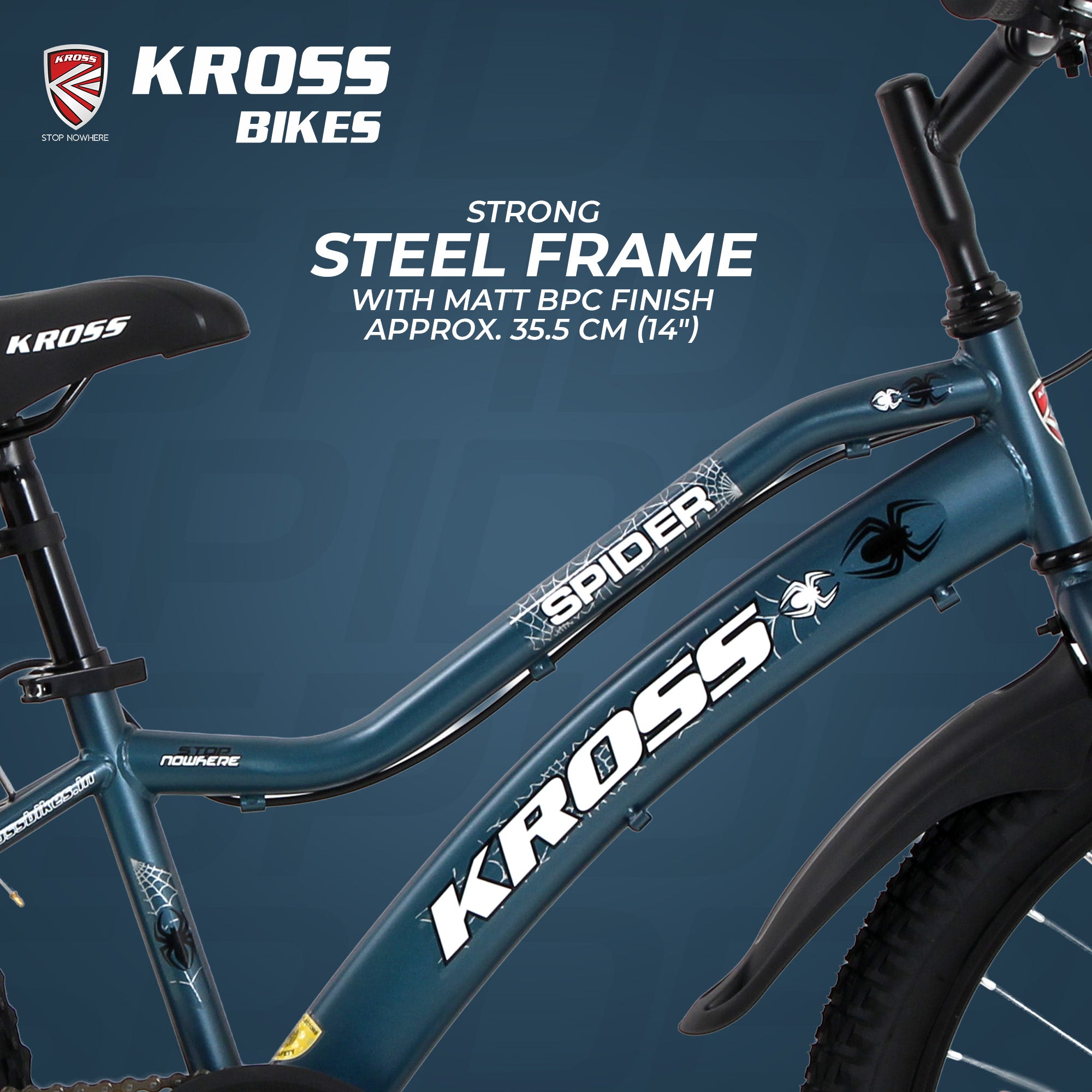 Kross Spider 24T Single Speed MTB Cycle with Alloy Rims, Dual V-Brakes, Mudguards, Side Stand | Blue