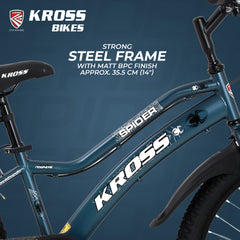 Kross Spider 24T Single Speed MTB Cycle with Alloy Rims, Dual V-Brakes, Mudguards, Side Stand | Blue
