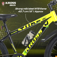 Kross Turbo Pro 26T Mountain Bike with Suspension & Dual Disc Brakes | Alloy Double Wall Rims | Single Speed | Black & Yellow