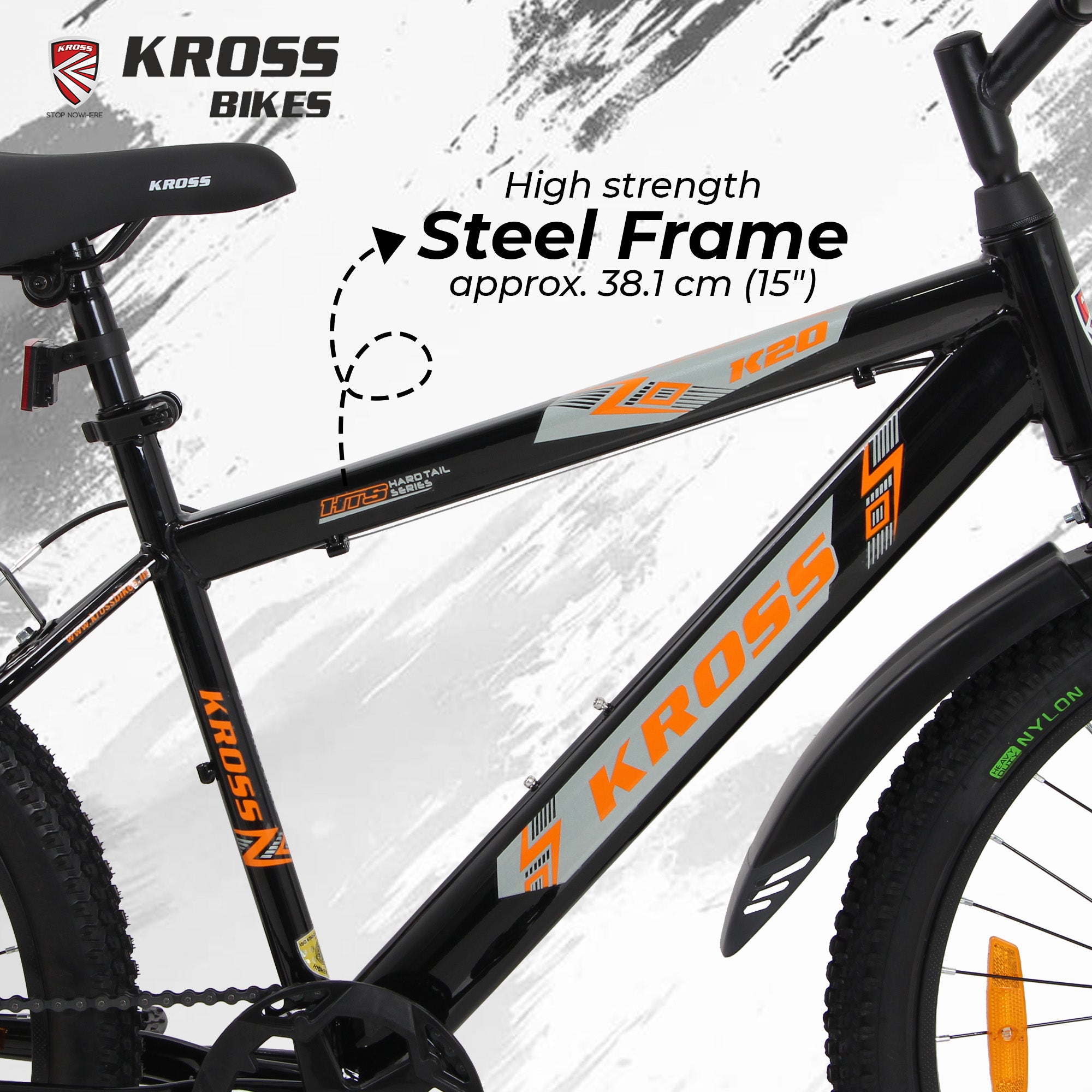 Kross 24T Single Speed Kids Bicycle – Steel Frame, V-Brakes, 24x2.40 Tyres, Black