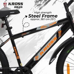 Kross 24T Single Speed Kids Bicycle – Steel Frame, V-Brakes, 24x2.40 Tyres, Black