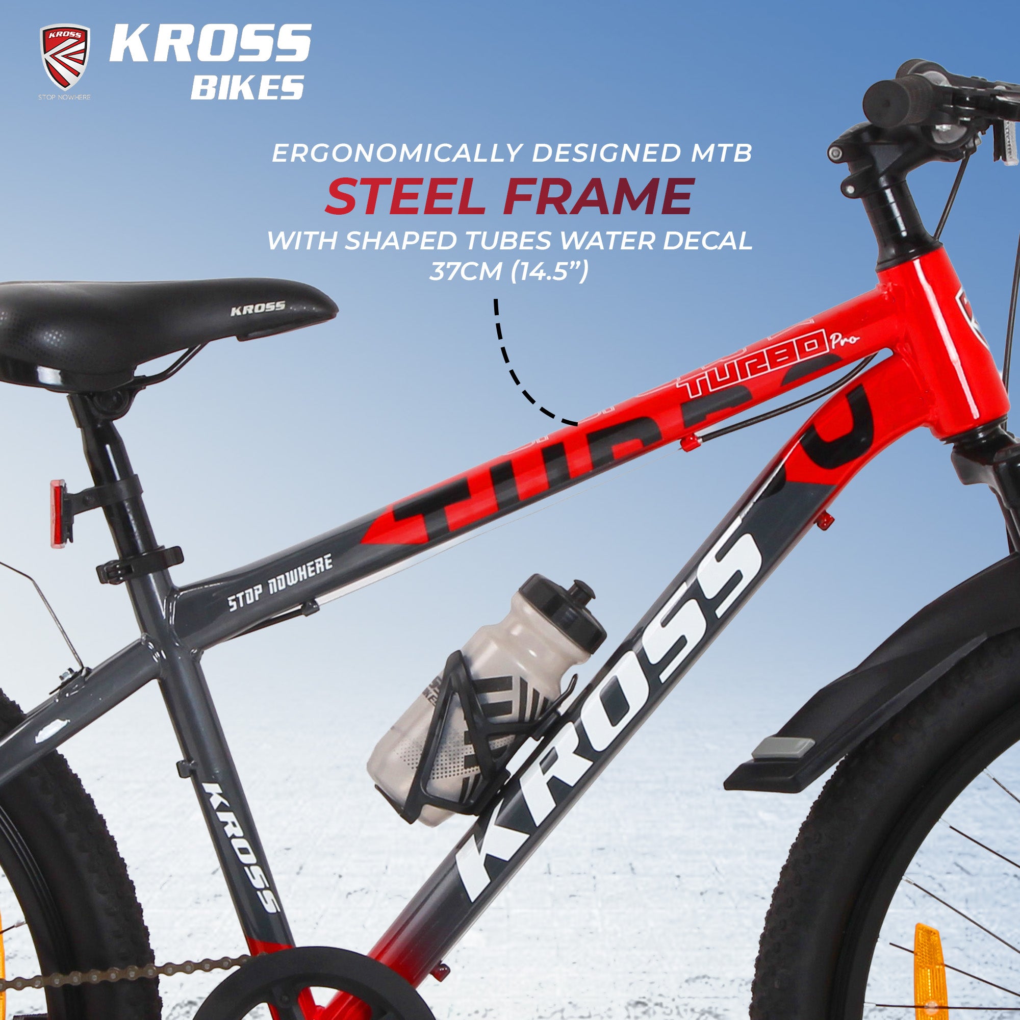 Kross Turbo Pro 26T Steel MTB Single Speed Bicycle with Front & Rear Disc Brakes (26x2.40T, Red Alloy Rims, 14.5” Frame)