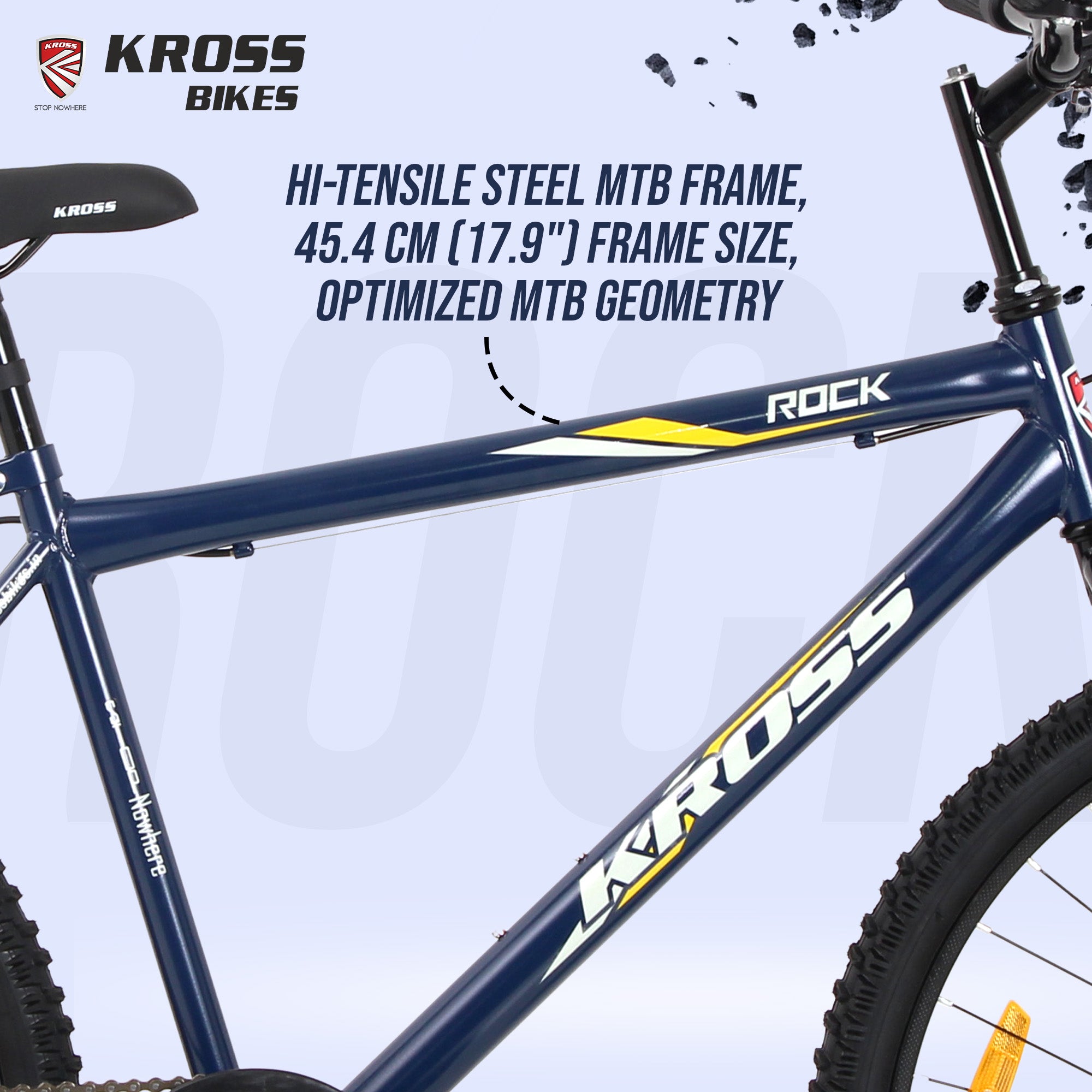 Kross Rock 26T Single Speed MTB Bicycle | Steel Frame | V-Brakes | Black & Blue | 26 x 2.10 Tyres
