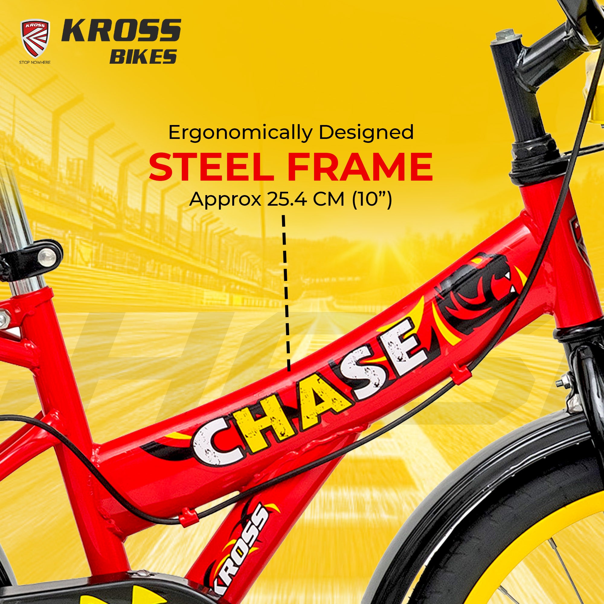 Kross Chase 16T Kids Bicycle with Caliper Brakes & Training Wheels – Ideal for 4–6 Years (Red/Yellow)
