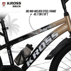 Kross Colombia 26T IBC V-Brake Single Speed Bicycle with Mudguard & Bottle Cage (Gold/Black)