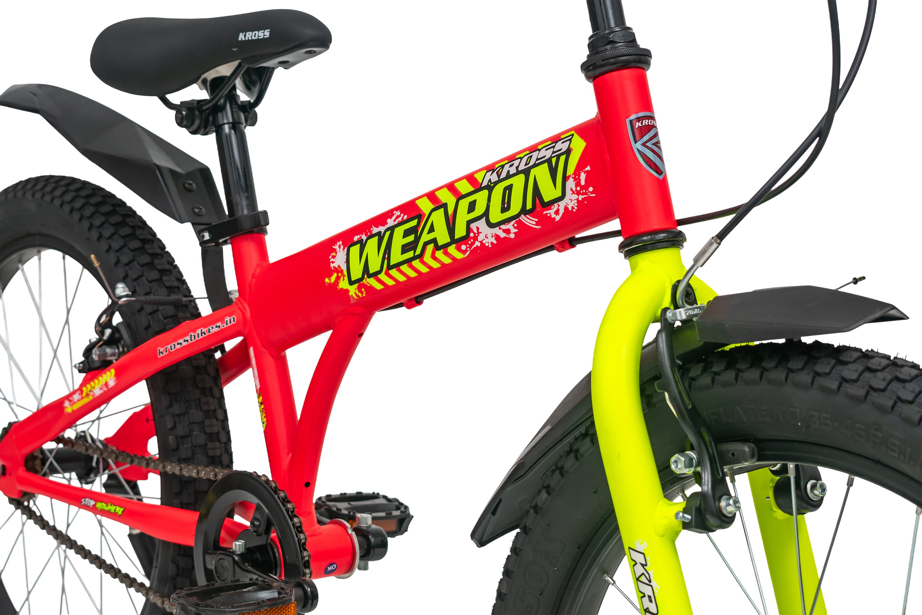 Weapon 20T Orange Steel Single Speed Bicycle with Alloy Rims, Ideal for 6–9 Years