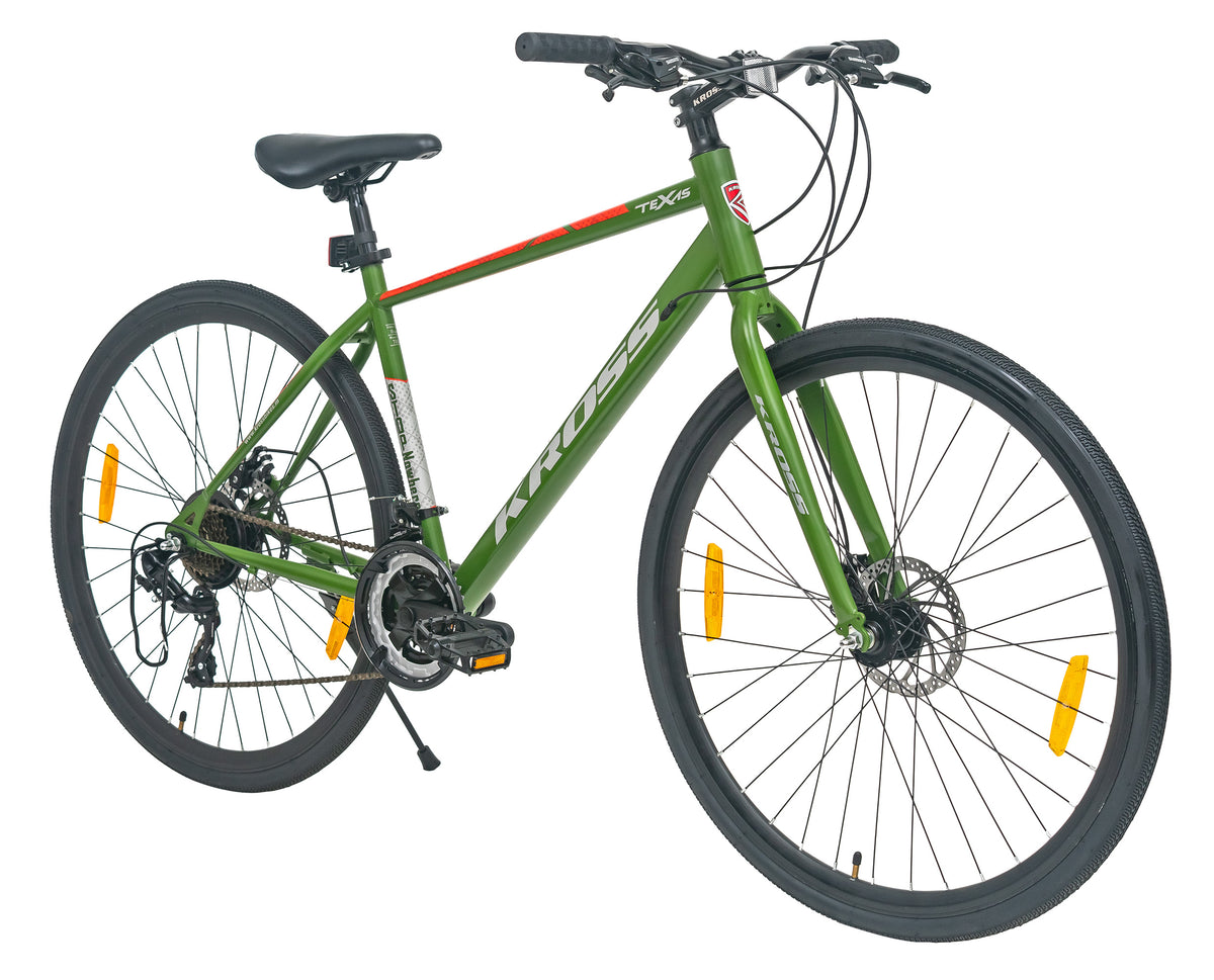 Texas 28T 700C Green Multispeed Bicycle with Dual Disc Brakes & Double Wall Alloy Rims, Ideal for 12+ Years