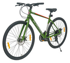 Texas 28T 700C Green Multispeed Bicycle with Dual Disc Brakes & Double Wall Alloy Rims, Ideal for 12+ Years