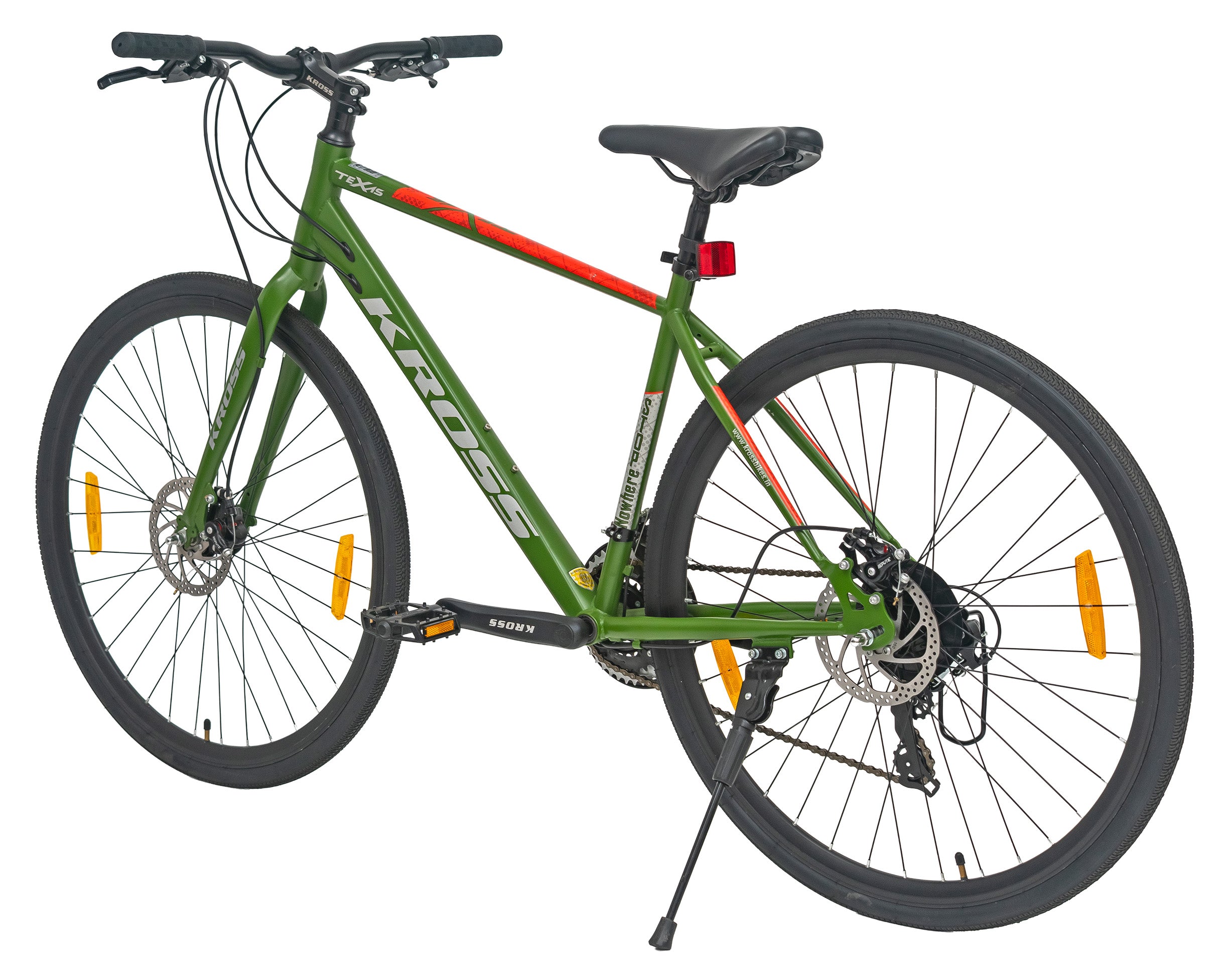 Texas 28T 700C Green Multispeed Bicycle with Dual Disc Brakes & Double Wall Alloy Rims, Ideal for 12+ Years