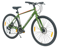 Texas 28T 700C Green Multispeed Bicycle with Dual Disc Brakes & Double Wall Alloy Rims, Ideal for 12+ Years