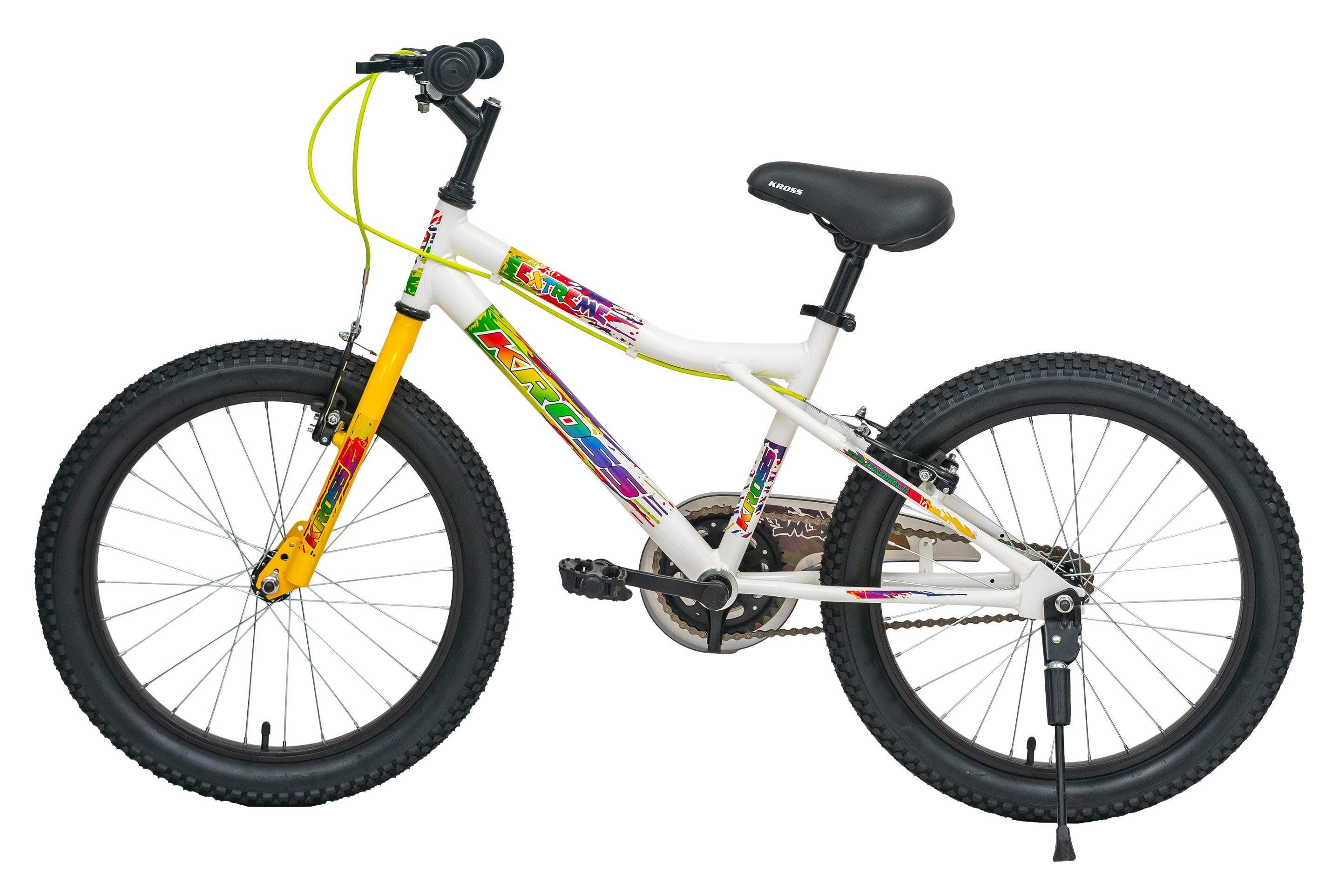 Extreme Kross 20T 2.40 White/Yellow Bicycle with Alloy Rims