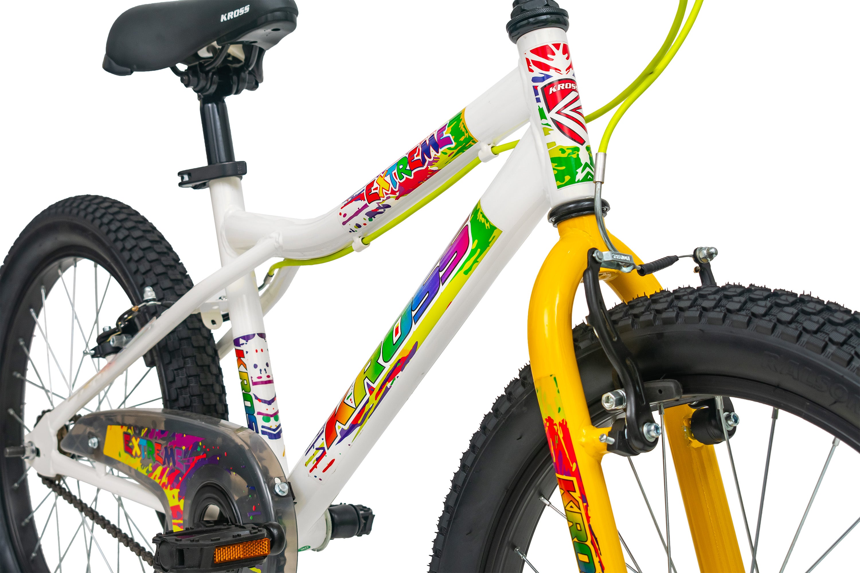 Extreme Kross 20T 2.40 White/Yellow Bicycle with Alloy Rims