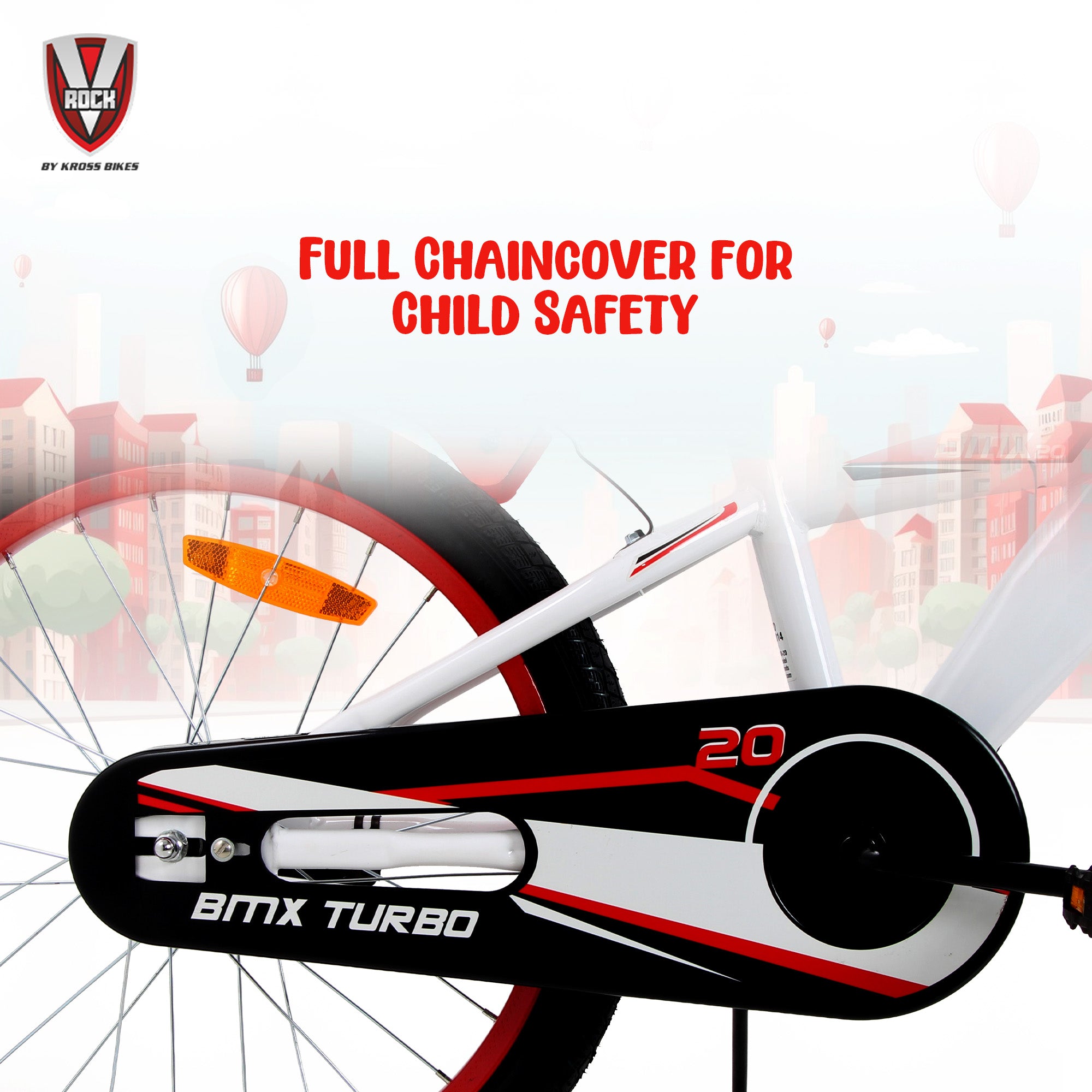 V Rock 20T BMX Turbo White Kids Bicycle with Coaster Brake & Steel Frame