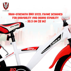 V Rock 20T BMX Turbo White Kids Bicycle with Coaster Brake & Steel Frame