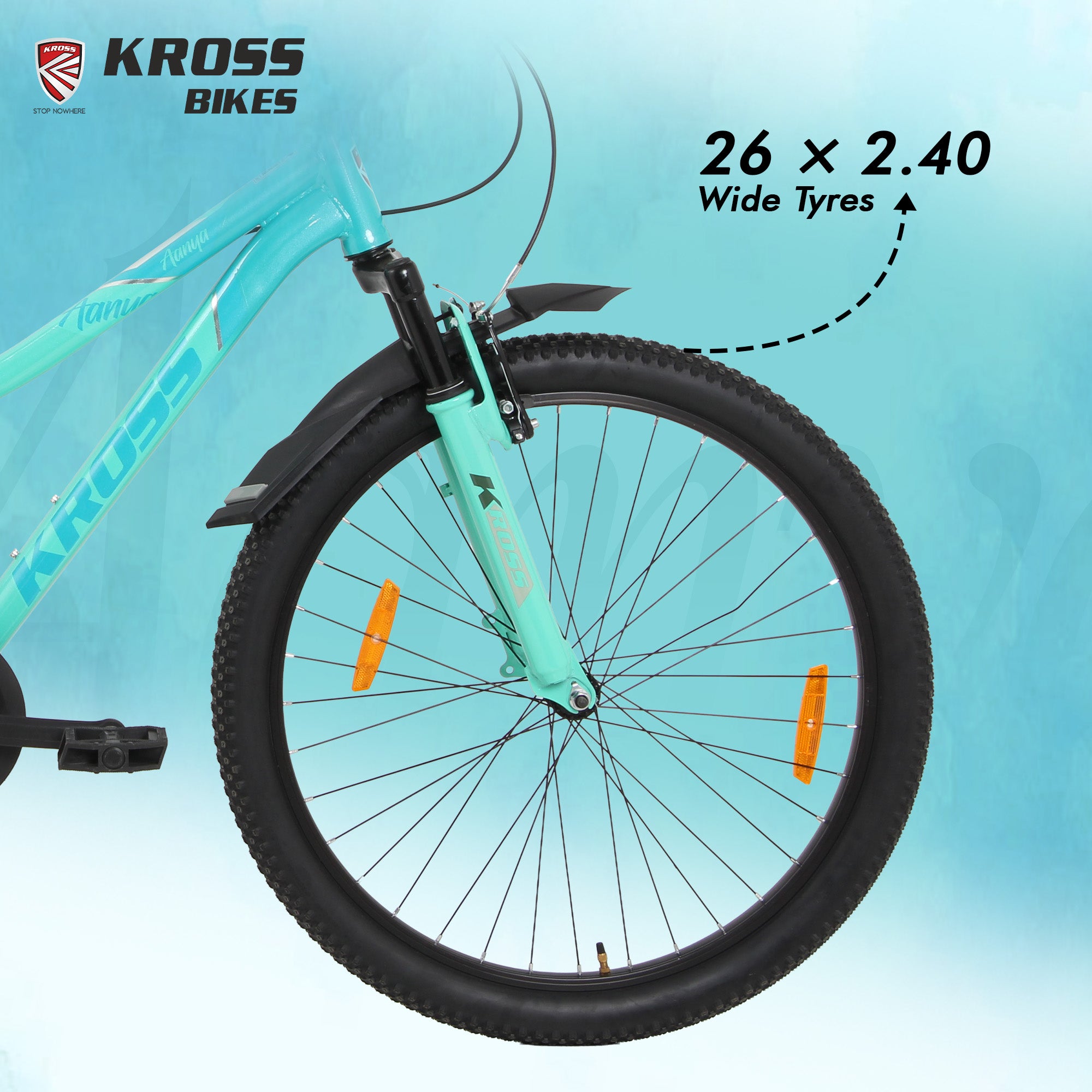 Kross Aanya 26T Single Speed MTB Cycle with Suspension Fork, Alloy Rims & 26x2.40 Tires (Green/Black)