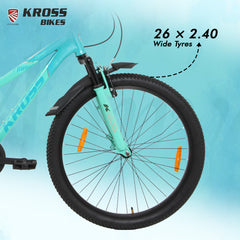 Kross Aanya 26T Single Speed MTB Cycle with Suspension Fork, Alloy Rims & 26x2.40 Tires (Green/Black)