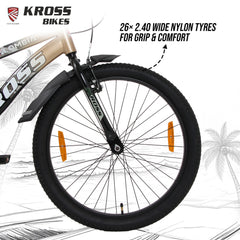 Kross Colombia 26T IBC V-Brake Single Speed Bicycle with Mudguard & Bottle Cage (Gold/Black)