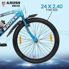 Kross 4EVER 24T Single Speed Kids Bicycle for Boys & Girls | 24 Inch Steel Frame | V-Brakes | Blue-Black