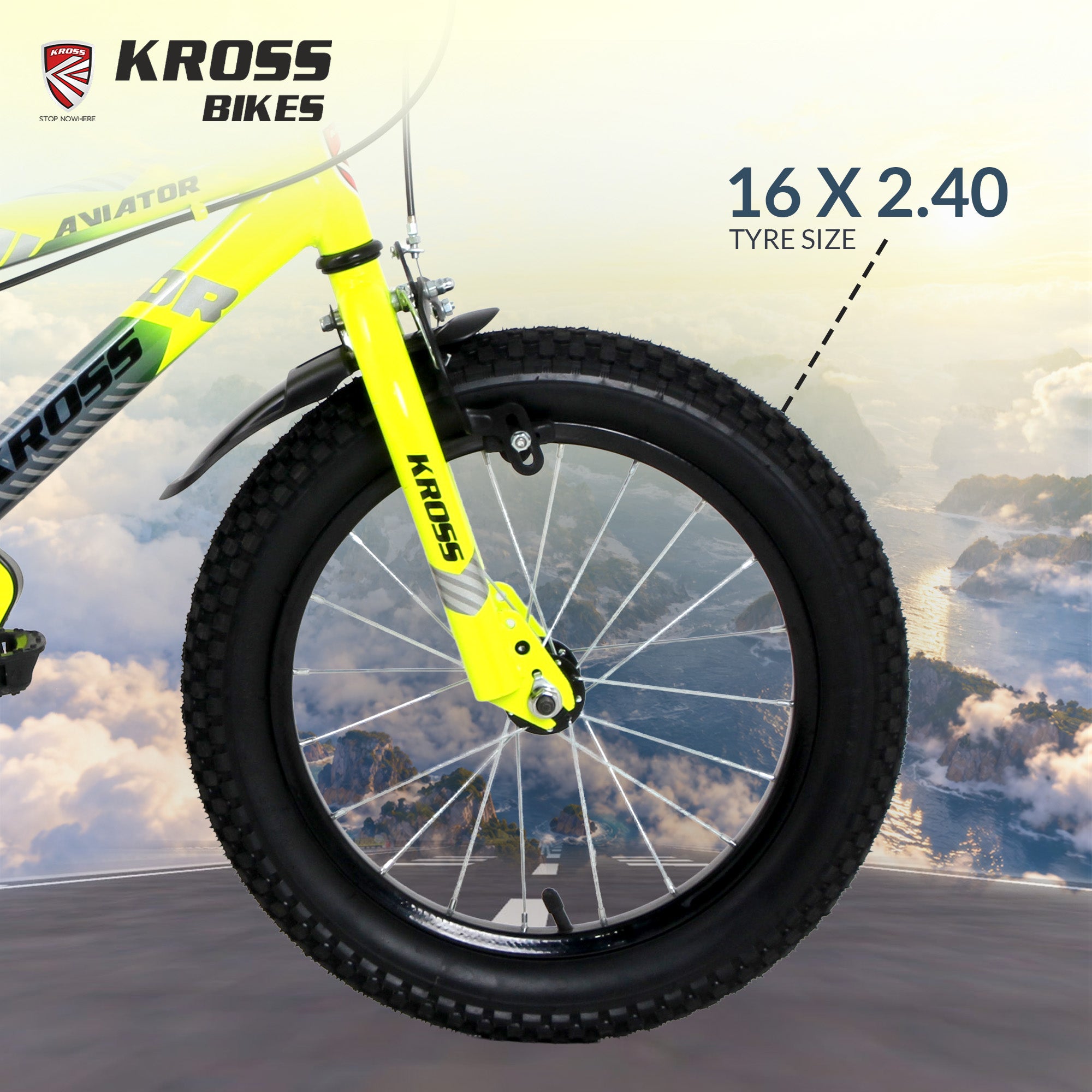 Kross Aviator 16T Kids Bicycle Grey & Green | Single Speed | Caliper Brakes