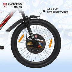 Kross Hitter 24T Mountain Bike with Dual Disc Brakes, Suspension Fork & Double Wall Alloy Rims (Matte Black)