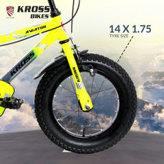 Kross Aviator 14T Kids Bicycle with Training Wheels | Steel Frame | Dual Caliper Brake | Green/Grey