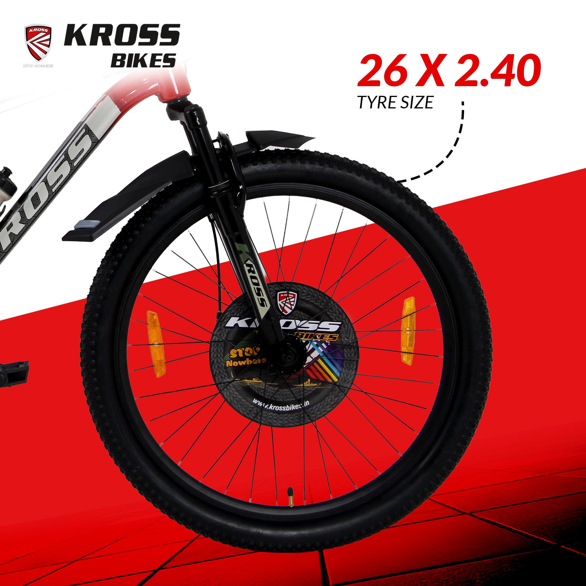 Kross Maximus Plus 26T Steel Single Speed Mountain Bike with Front & Rear Disc Brakes (26x2.40T, Red Alloy Rims)