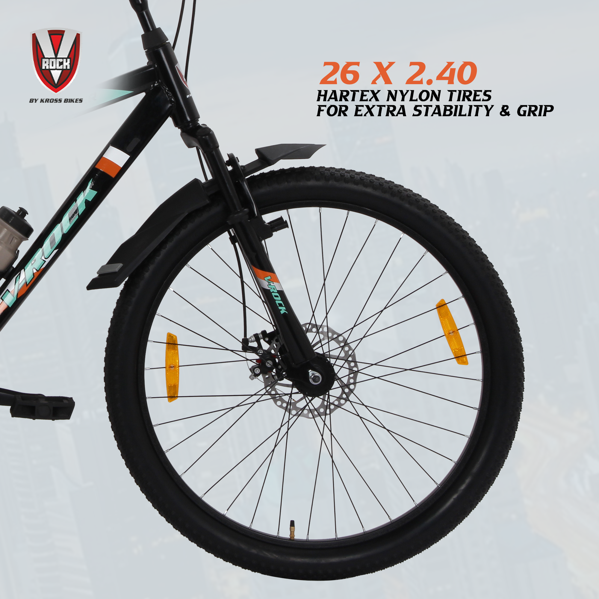 V Rock Slugger 26T 7 Speed Mountain Bike with Suspension Fork, Disc Brakes & Steel Frame (Black)