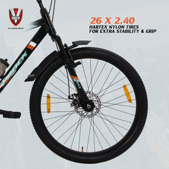 V Rock Slugger 26T 7 Speed Mountain Bike with Suspension Fork, Disc Brakes & Steel Frame (Black)