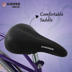 Kross Lilly 26T Purple Single Speed City Bicycle with Basket | Steel Frame