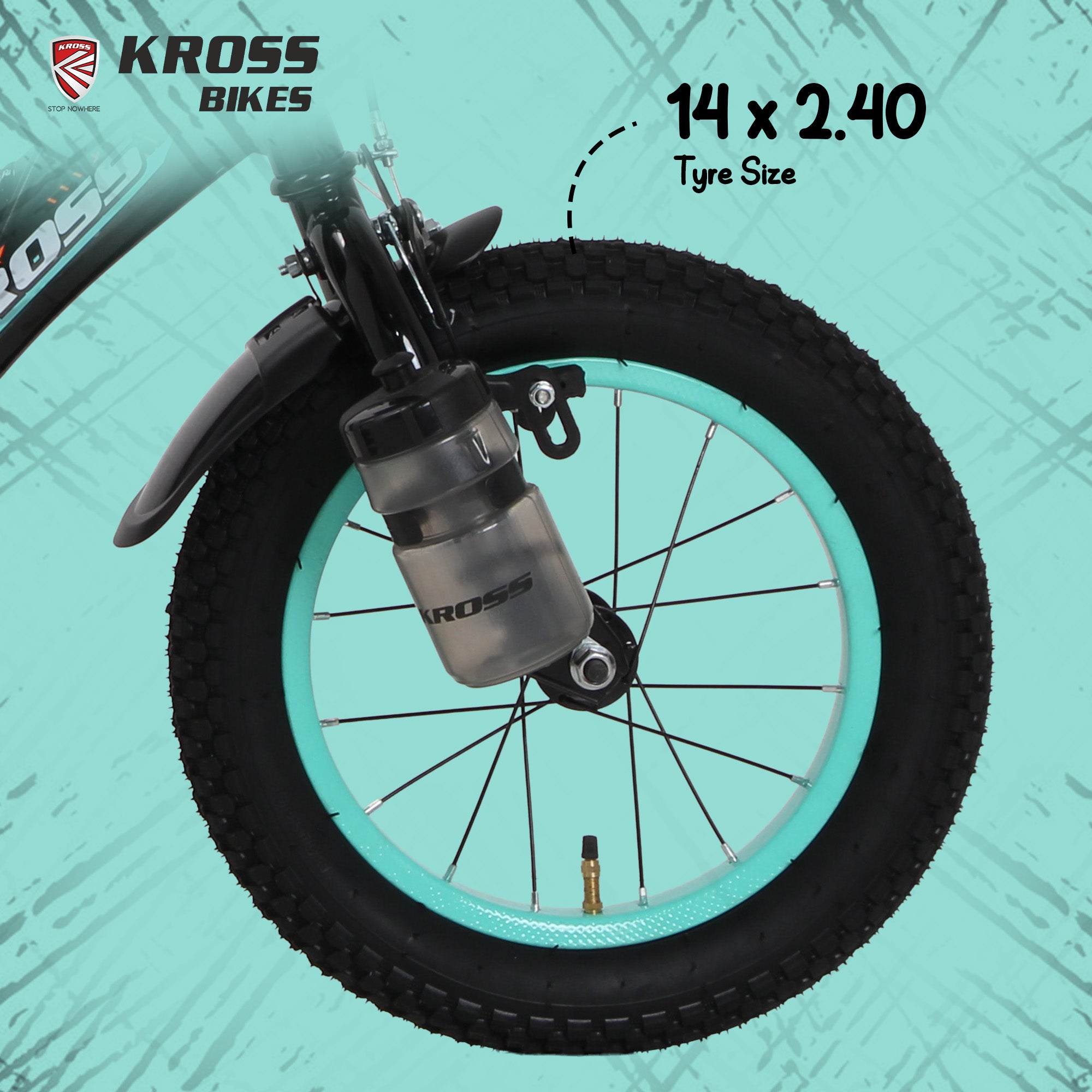 Kross Benzen Crush 14T Kids Cycle with Training Wheels, Back Rest & Bottle – Black